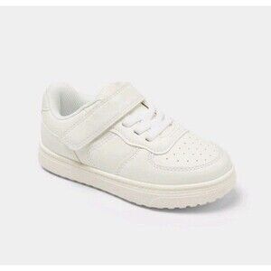 Cat & Jack Toddler Jaid Solid Court Sneakers Faux Leather White Size 5